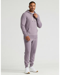 True ClassicModel wearing Thistle Fleece French Terry Pullover Hoodie and joggers.