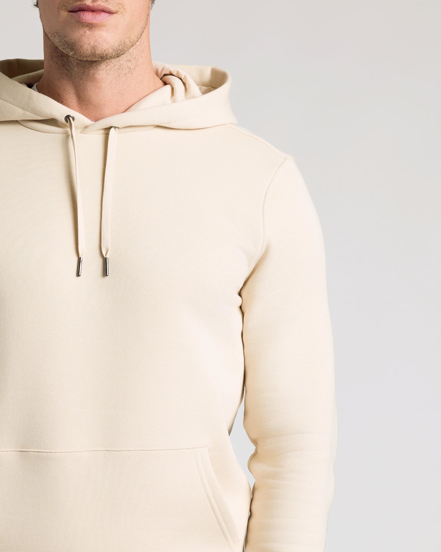 Dune Fleece French Terry Pullover Hoodie with kangaroo pocket and drawstrings.