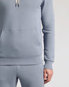 Dusty Blue Fleece French Terry Pullover Hoodie and sweatpants mid-section.