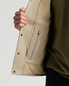 Khaki Casual Jacket with inner zip pocket and LOOK GOOD FEEL GOOD print.