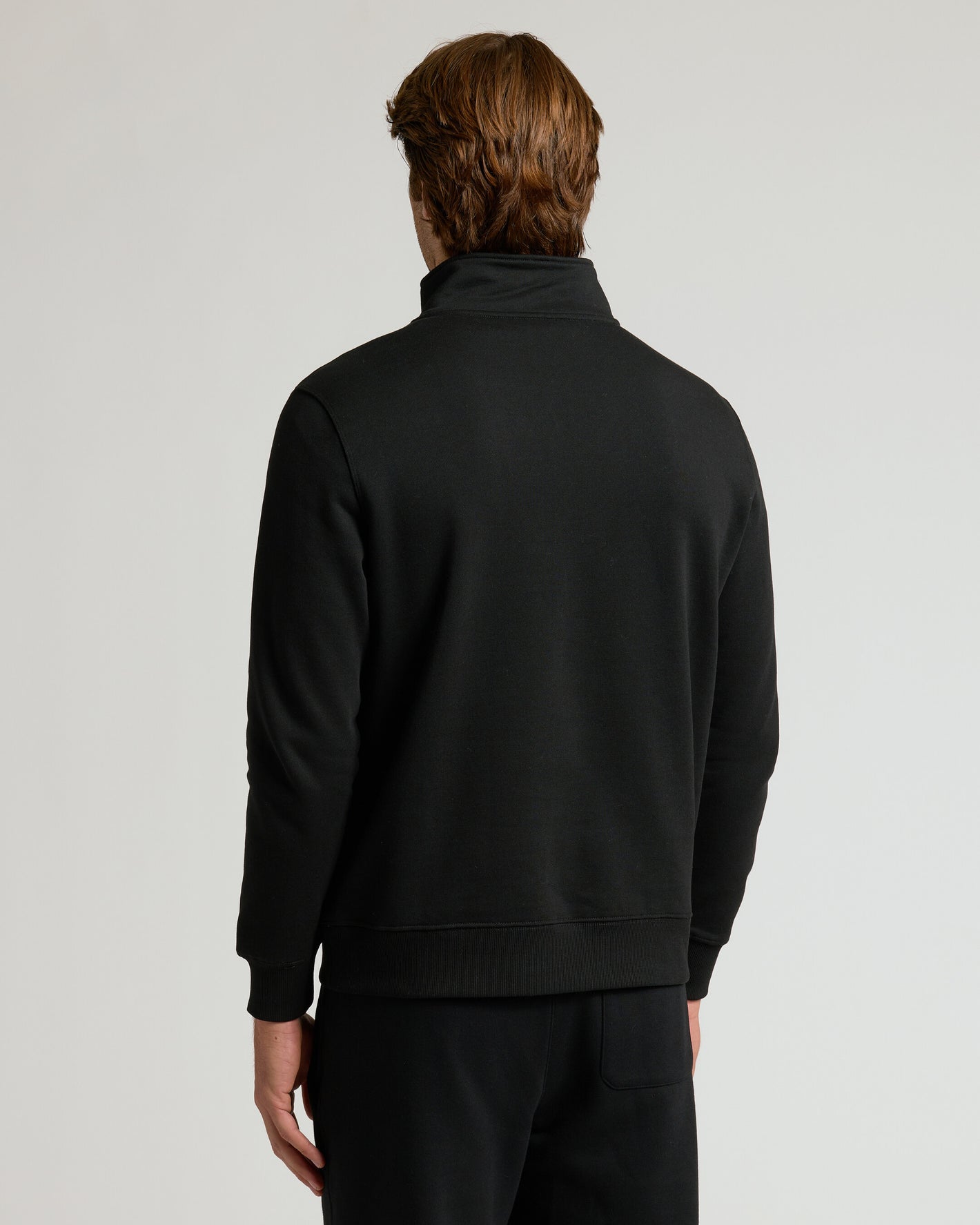 Black Quarter Zip Fleece Sweatshirt & Jogger 2-Pack, back view.