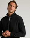 Young man in Black Half Zip Fleece Sweatshirt.