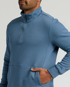 True ClassicFiord Half Zip Fleece Sweatshirt with mock collar and pouch pocket.