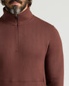 Man wearing Carob Half Zip Fleece Sweatshirt from 2-Pack set.