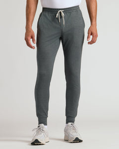 True ClassicCharcoal Heather Gray Active Joggers with white drawstring and fitted cuffs.