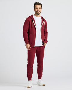 True ClassicMan in Dark Maroon Fleece French Terry Joggers with hoodie.