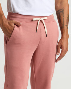 True ClassicRose Fleece French Terry Joggers with drawstring, hand in pocket.