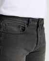 Gray Wash Slim Authentic Denim Jeans with front pockets and belt loops.