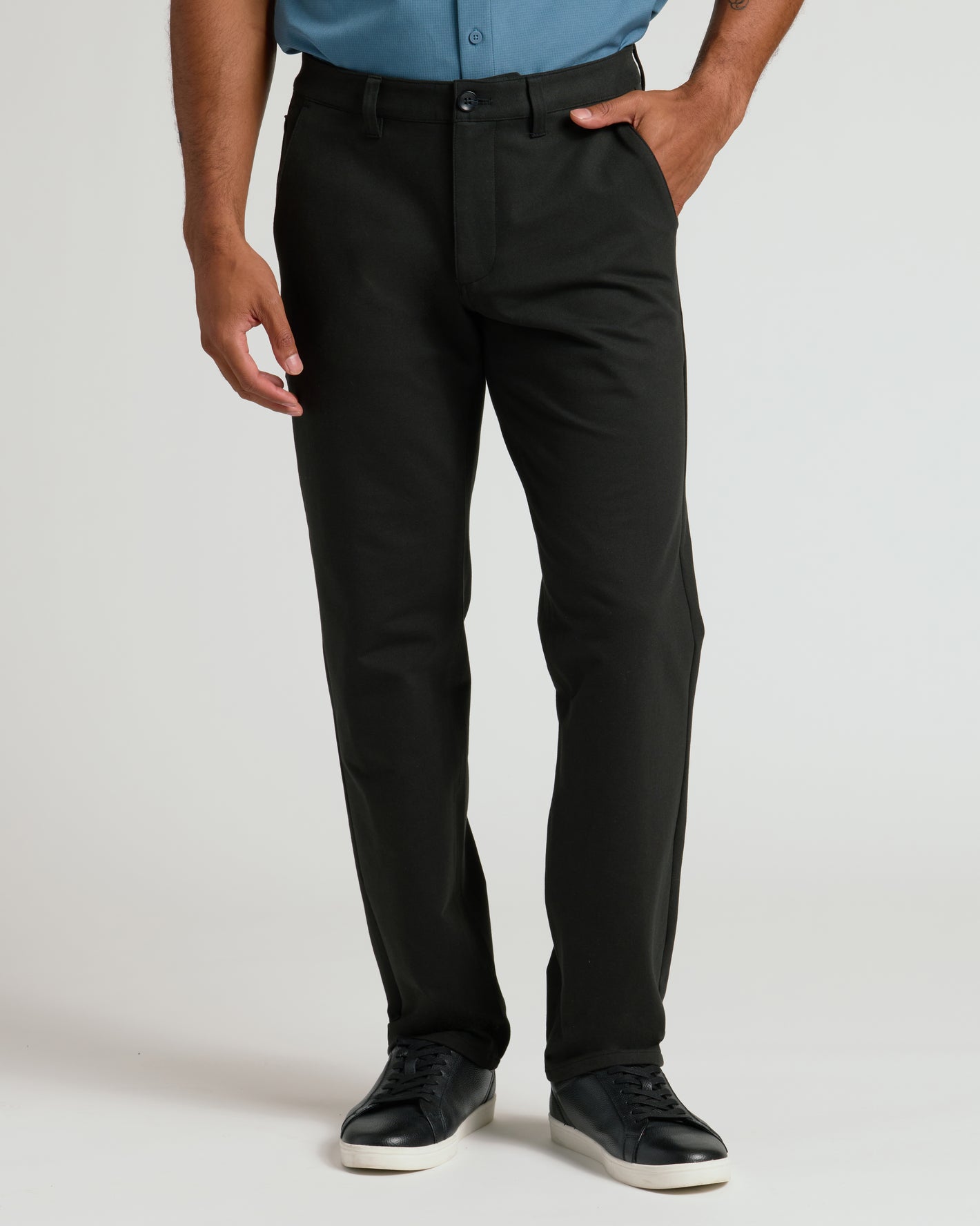 Black Straight Chino Pants 2.0 with a relaxed slim fit.
