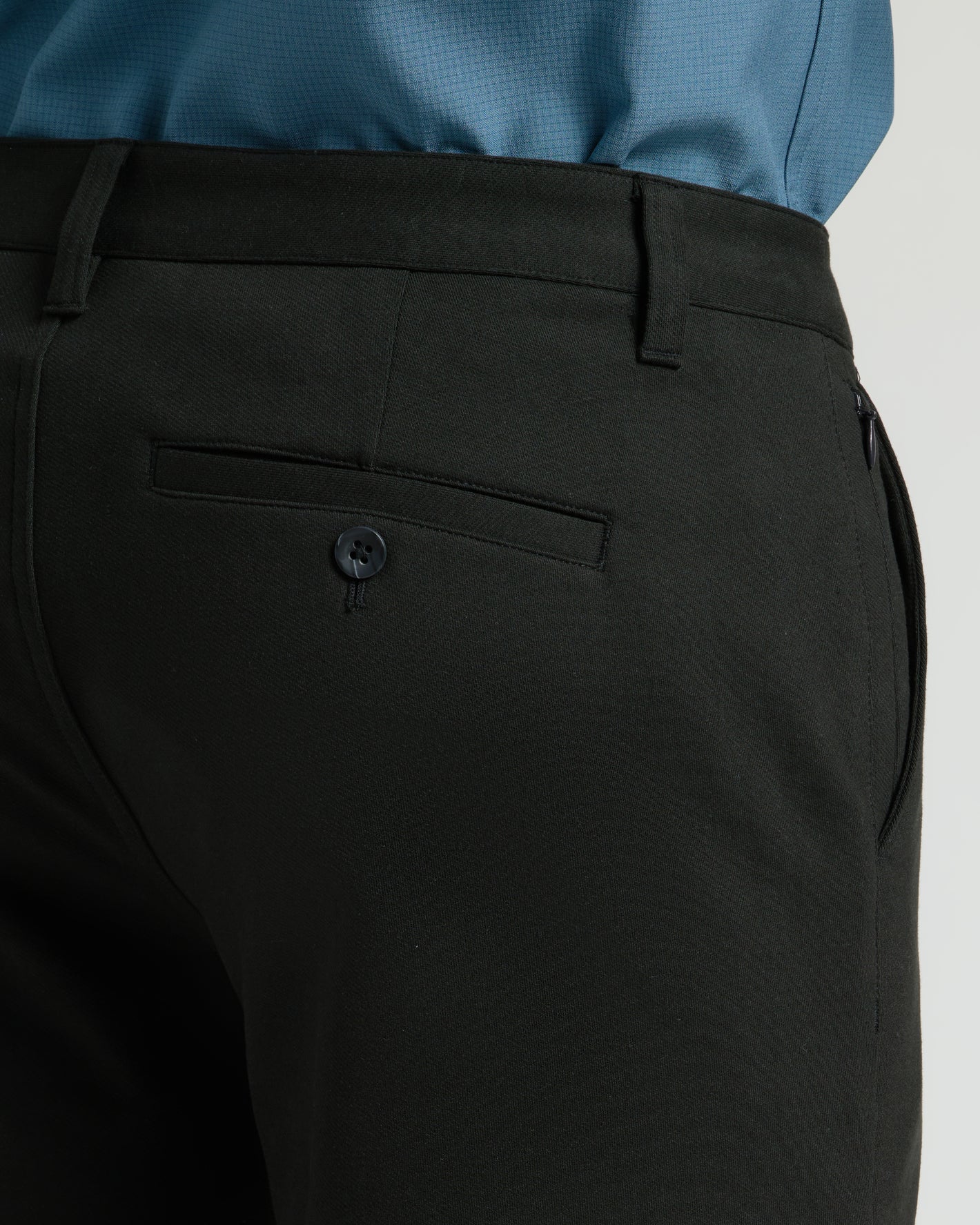Black Straight Chino Pants 2.0 with tailored fit and welt pocket.