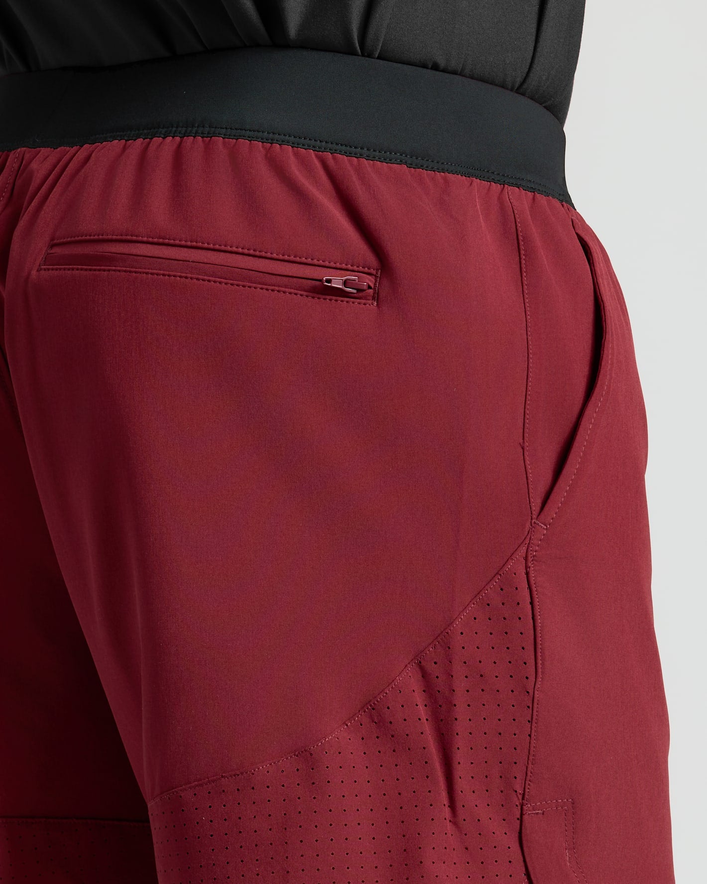 7 Auburn Active Training Shorts 2.0 with black waistband, zip pocket.
