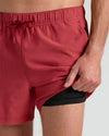 5 Cardinal Seersucker Swim Trunks with built-in black compression liner.