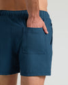 5 Underwater Seersucker Swim Trunks with textured fabric, elastic waistband, back pocket.