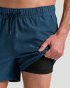 5 Underwater Seersucker Swim Trunks with built-in black compression liner.