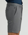 9 Carbon Chino Shorts 2.0 with side zippered pocket and back welt pocket.