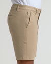 9 Khaki Chino Shorts 2.0 with side pocket and buttoned back pocket.