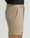 7 Khaki Chino Shorts 2.0 with belt loops and pockets.