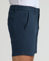 7 Navy Chino Shorts 2.0 with zippered pocket and tailored fit.