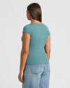 Back view of Womens Ribbed U-Neck Tee 6-Pack in teal.