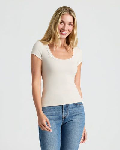 Womens Ribbed U-Neck Tee 6-Pack