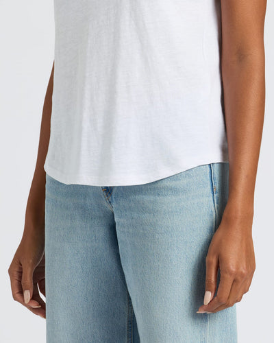 Womens White Slub Scoop Neck Tee 4-Pack