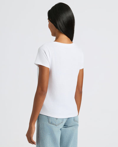 Womens White Slub Scoop Neck Tee 4-Pack