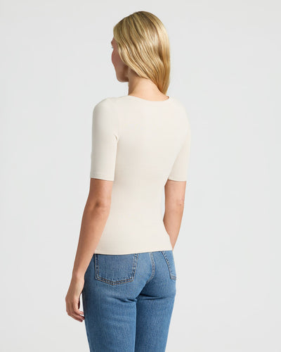 Womens Ribbed 3/4 Sleeve Scoop Neck Tee 6-Pack