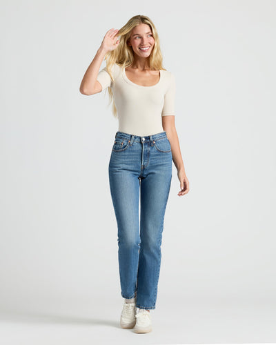 Womens Ribbed 3/4 Sleeve Scoop Neck Tee 6-Pack