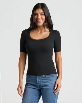 3/4 Sleeve Scoop Neck