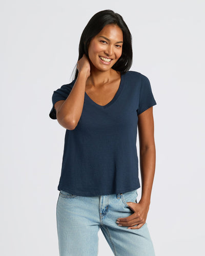 Womens Staple Relaxed Slub V-Neck Tee 4-Pack