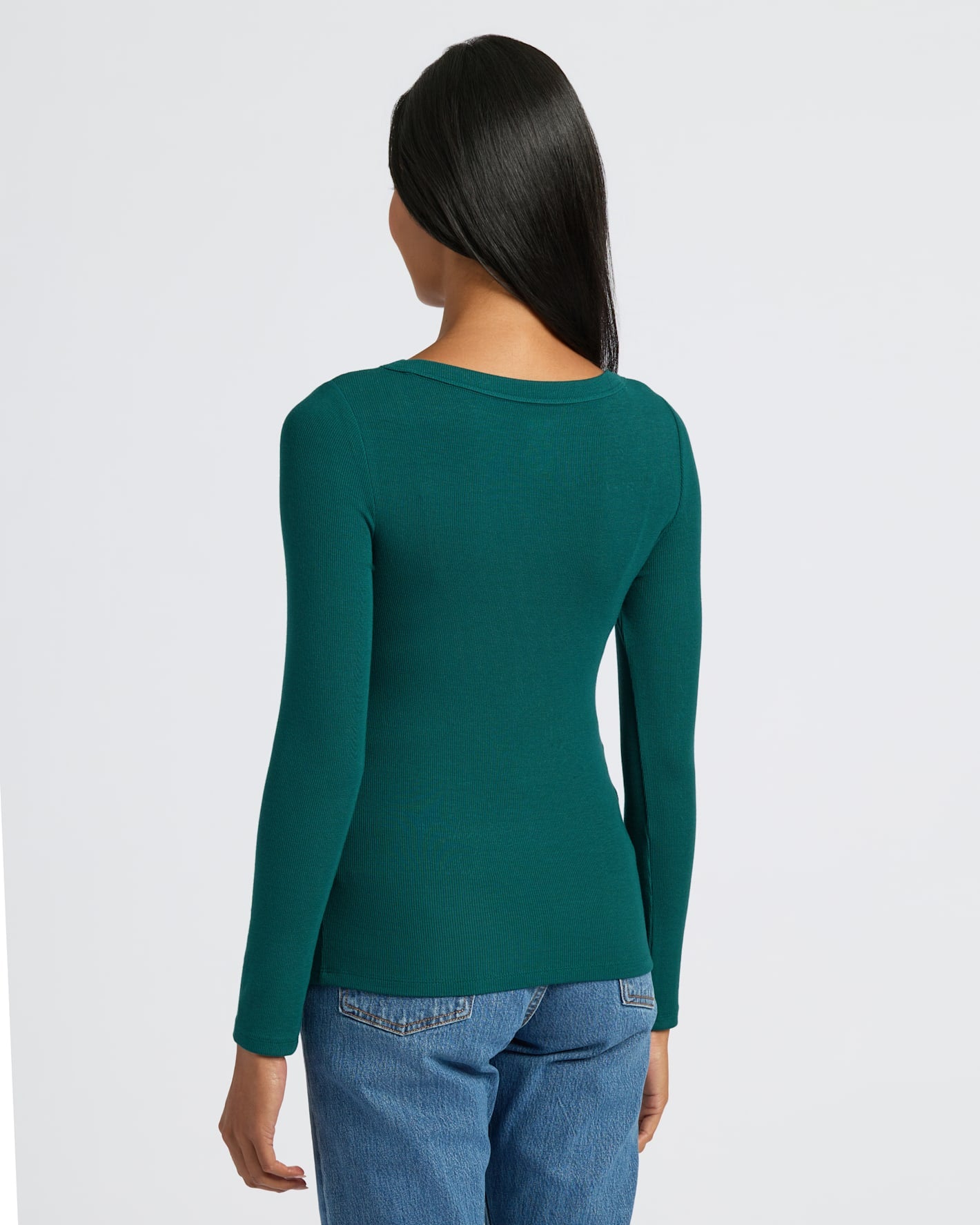 Womens Deep Emerald Relaxed Slub V-Neck Tee - True Classic