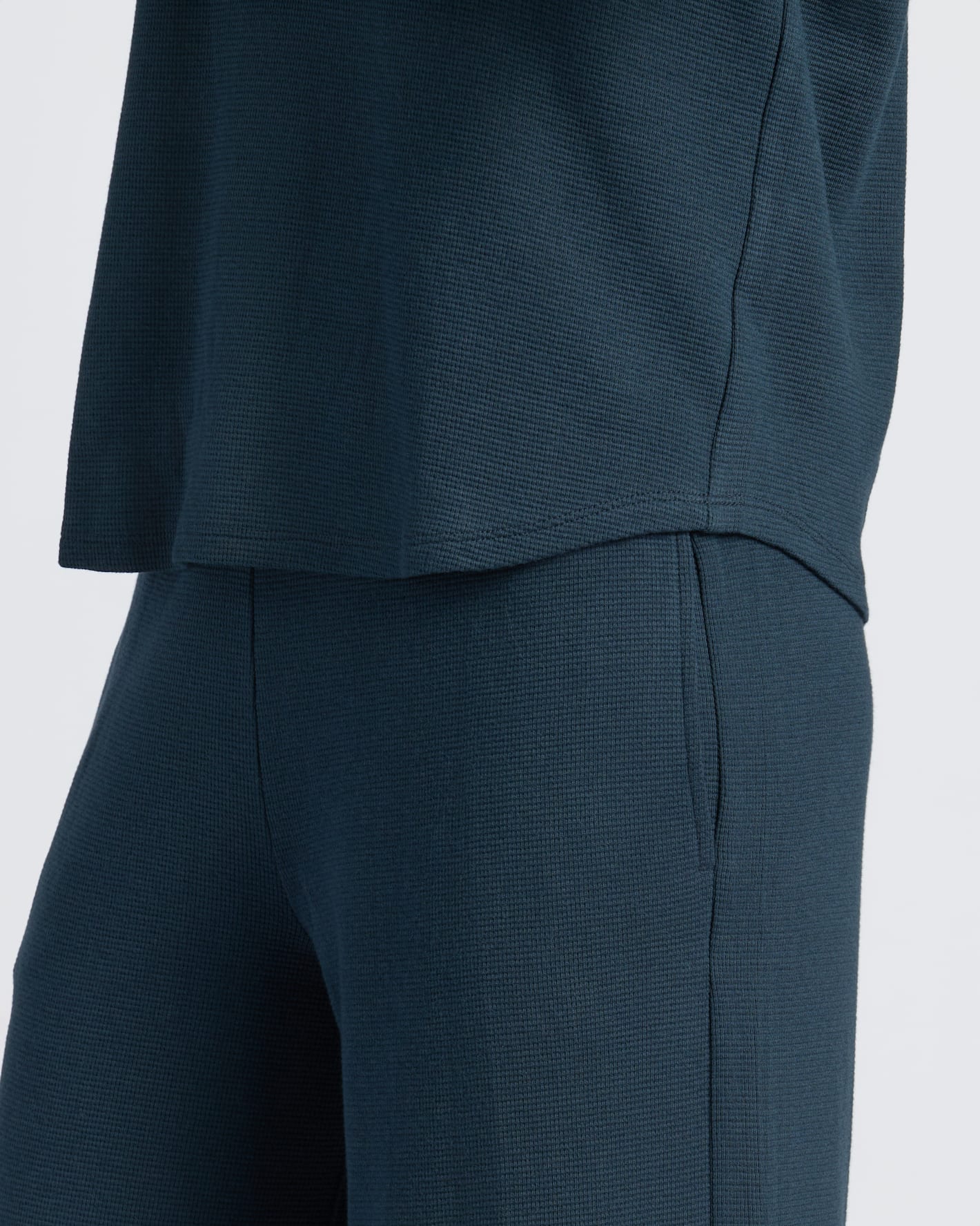 Womens Navy Waffle Long Sleeve Boxy Henley - True Classic