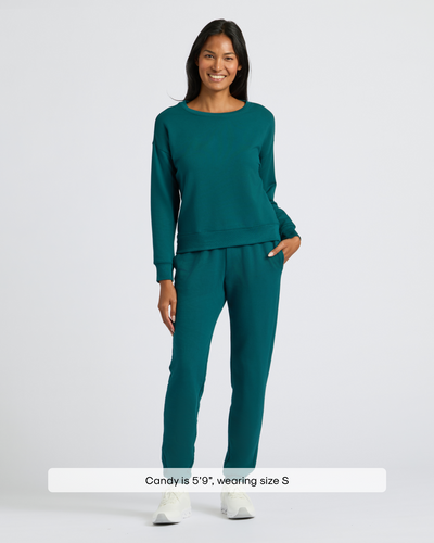 Slouch Pullover Crew - Deep Emerald