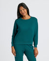 Womens Deep Emerald Slouch Pullover Crew & Relaxed Jogger 2-Pack