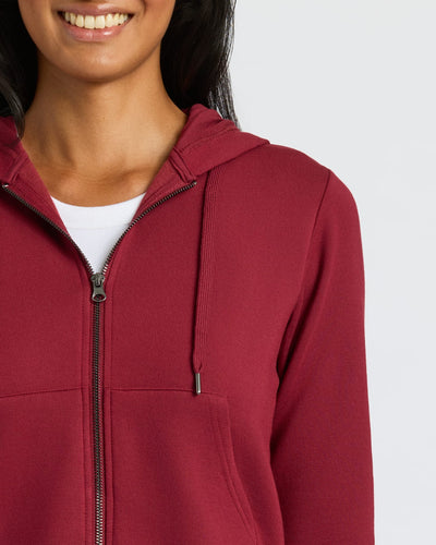 Crop Zip Hoodies - Dark Maroon