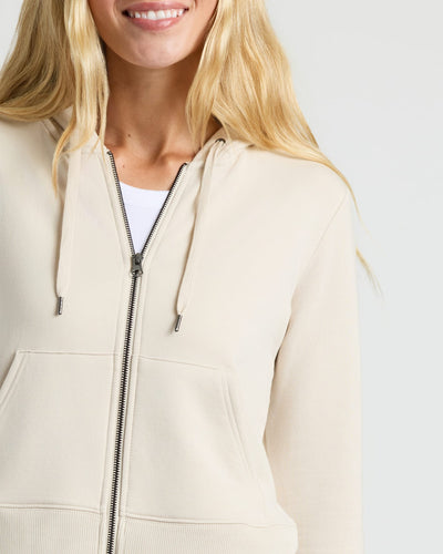 Crop Zip Hoodie & Relaxed Jogger Set - Oatmeal