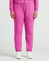 Womens Electric Fuchsia Slouch Pullover Crew & Relaxed Jogger with sneakers.