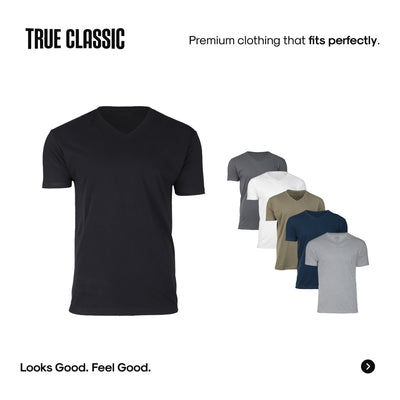 True Classic Men’s V-Neck T Shirt – Soft Cotton Blend Fit, Tailored Short Sleeve Tee for Everyday, Streetwear, or Layered Looks