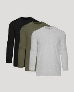 True ClassicTall Classic Long Sleeve Crew 3-Pack displayed in overlapping layers.