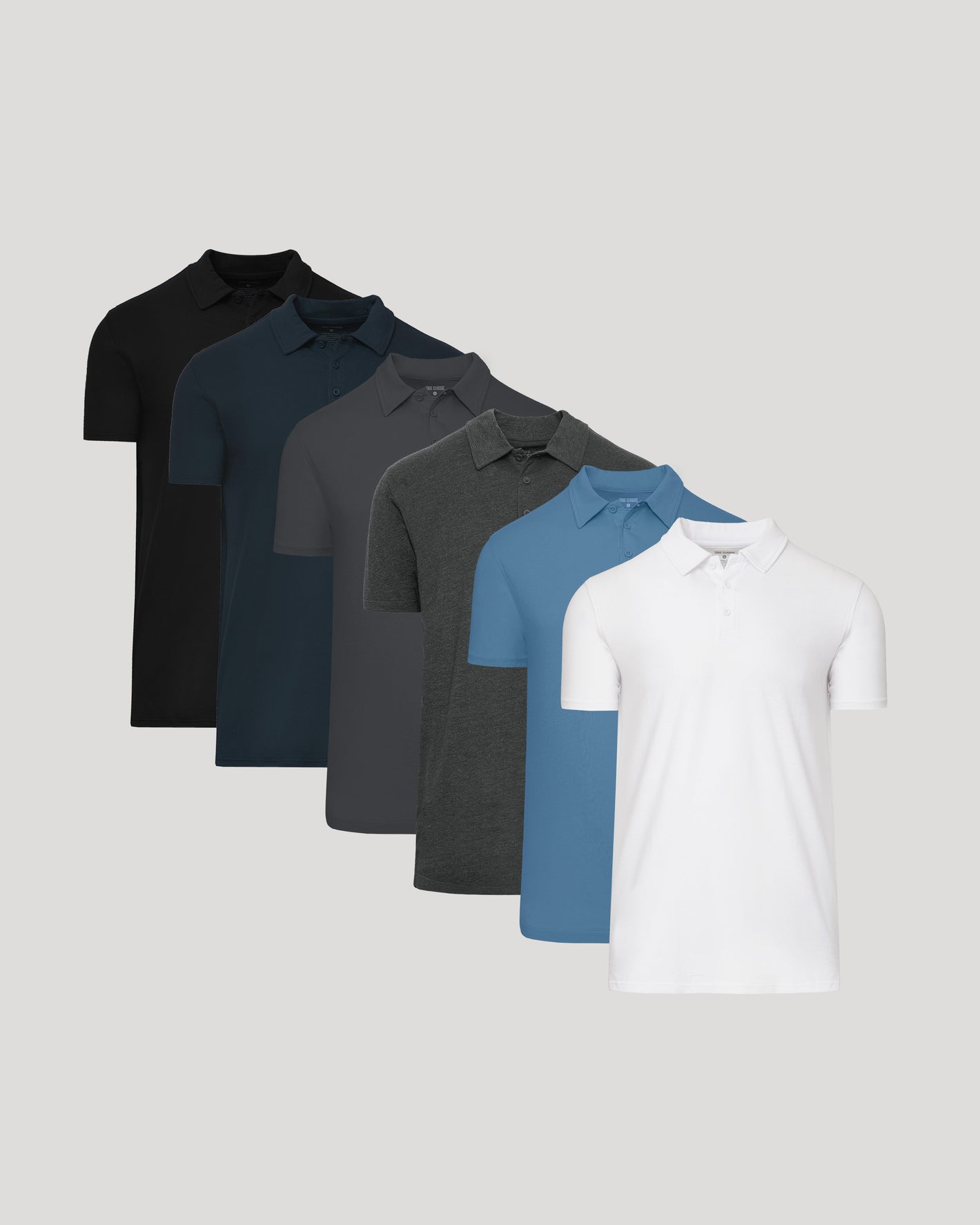 Tall Classic Polo 6-Pack fanned display of fitted men's polos.