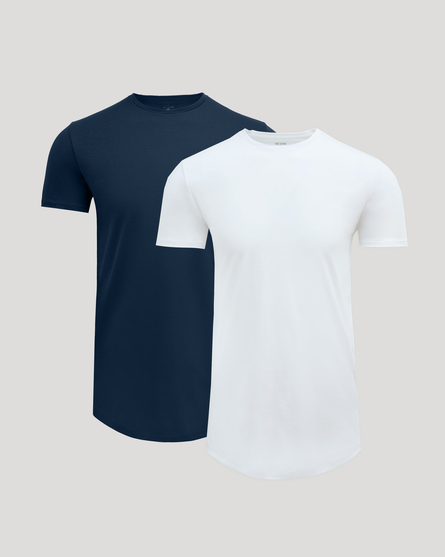 White & Navy Tall Premium Pima Crew Curved Hem 2-Pack