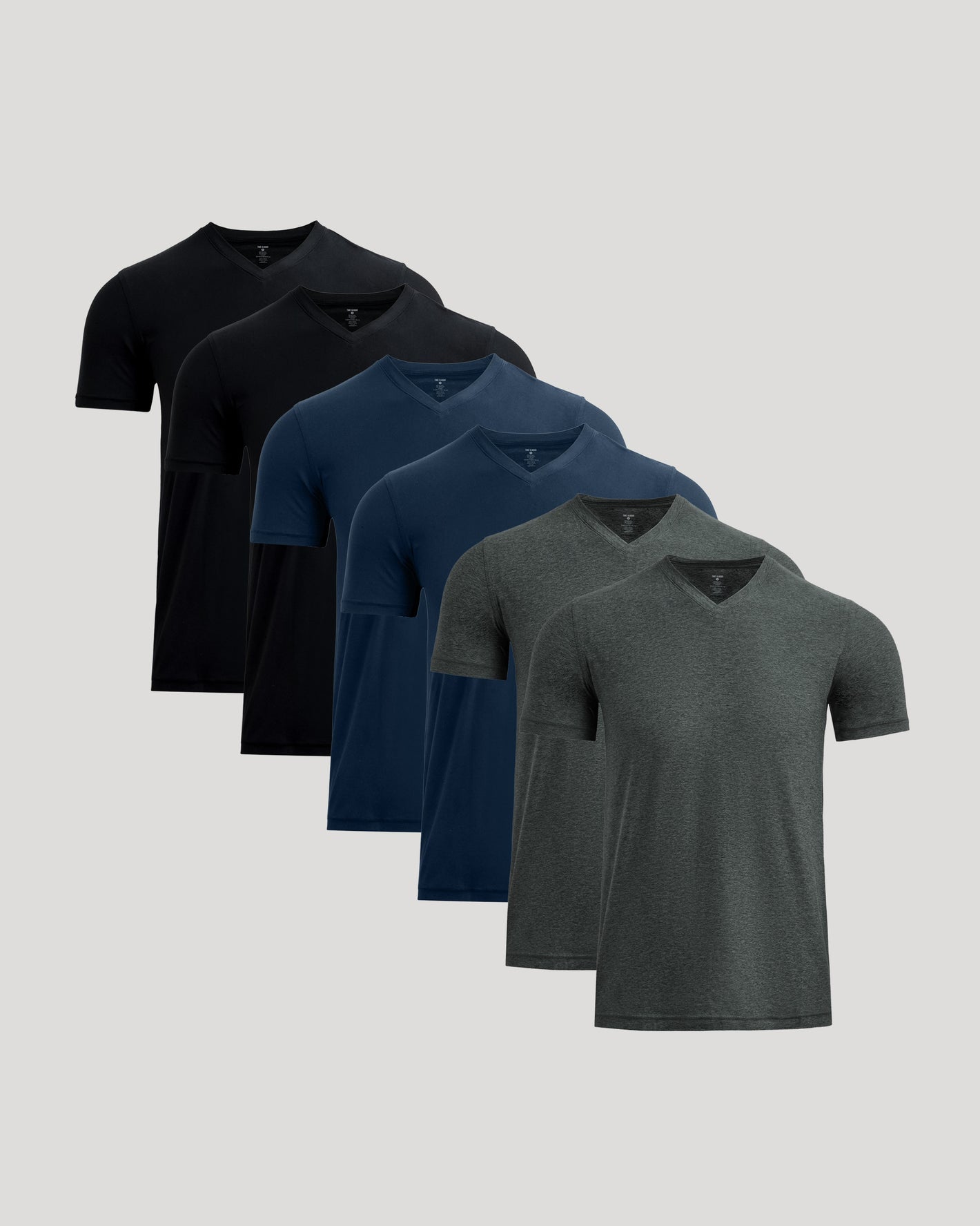 Timeless Active V-Neck 6-Pack in black, navy, and gray.