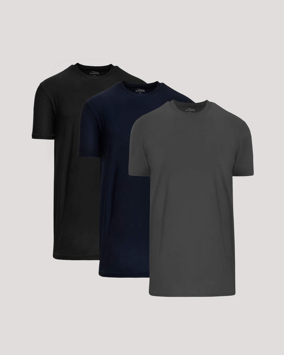 True Classic Men's Tall Active Crew Neck 2.0 T-shirts overlapping.