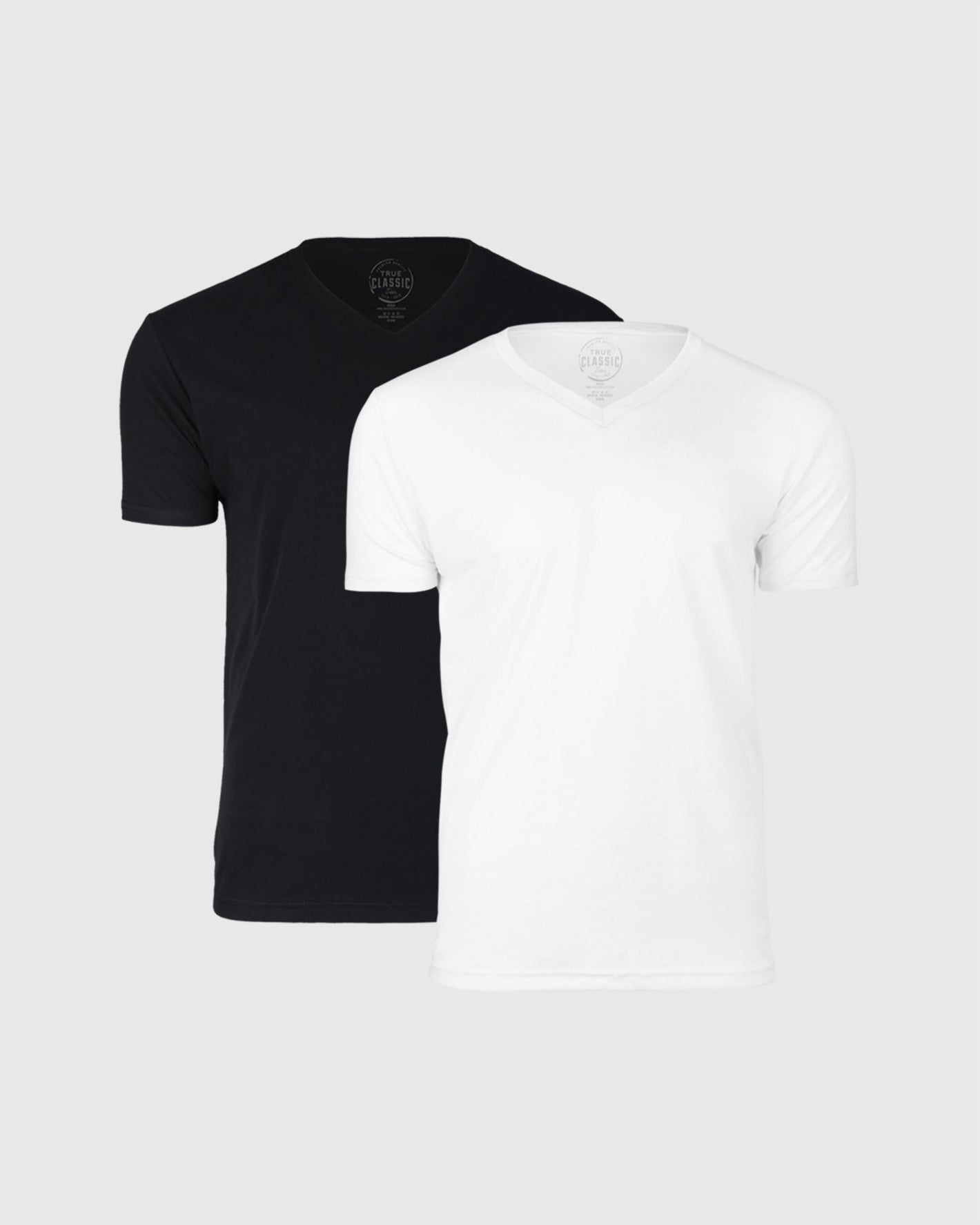 Trial V-Neck 2-Pack with classic cut, white and black tees.