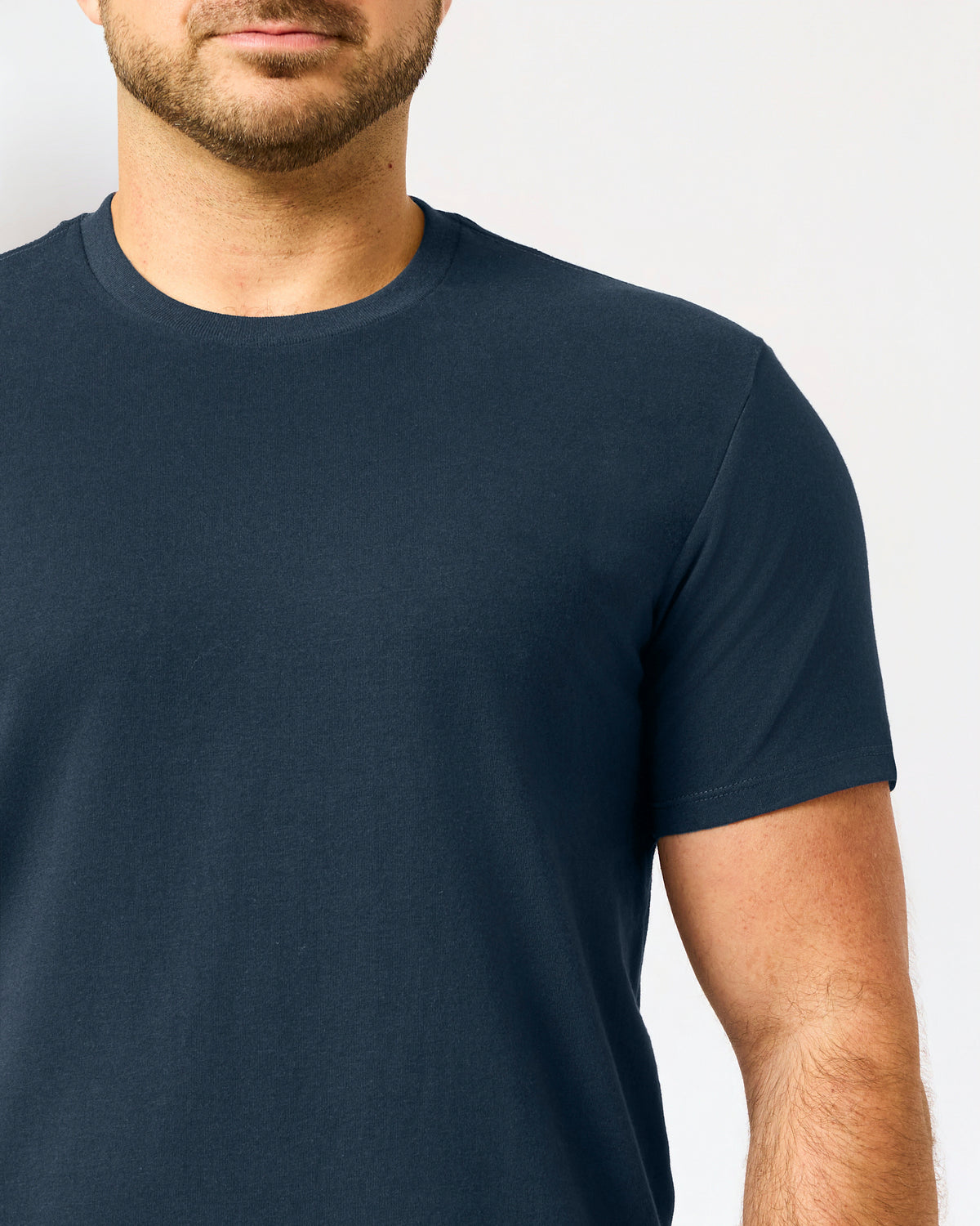 Navy Short Classic Curved Hem Crew