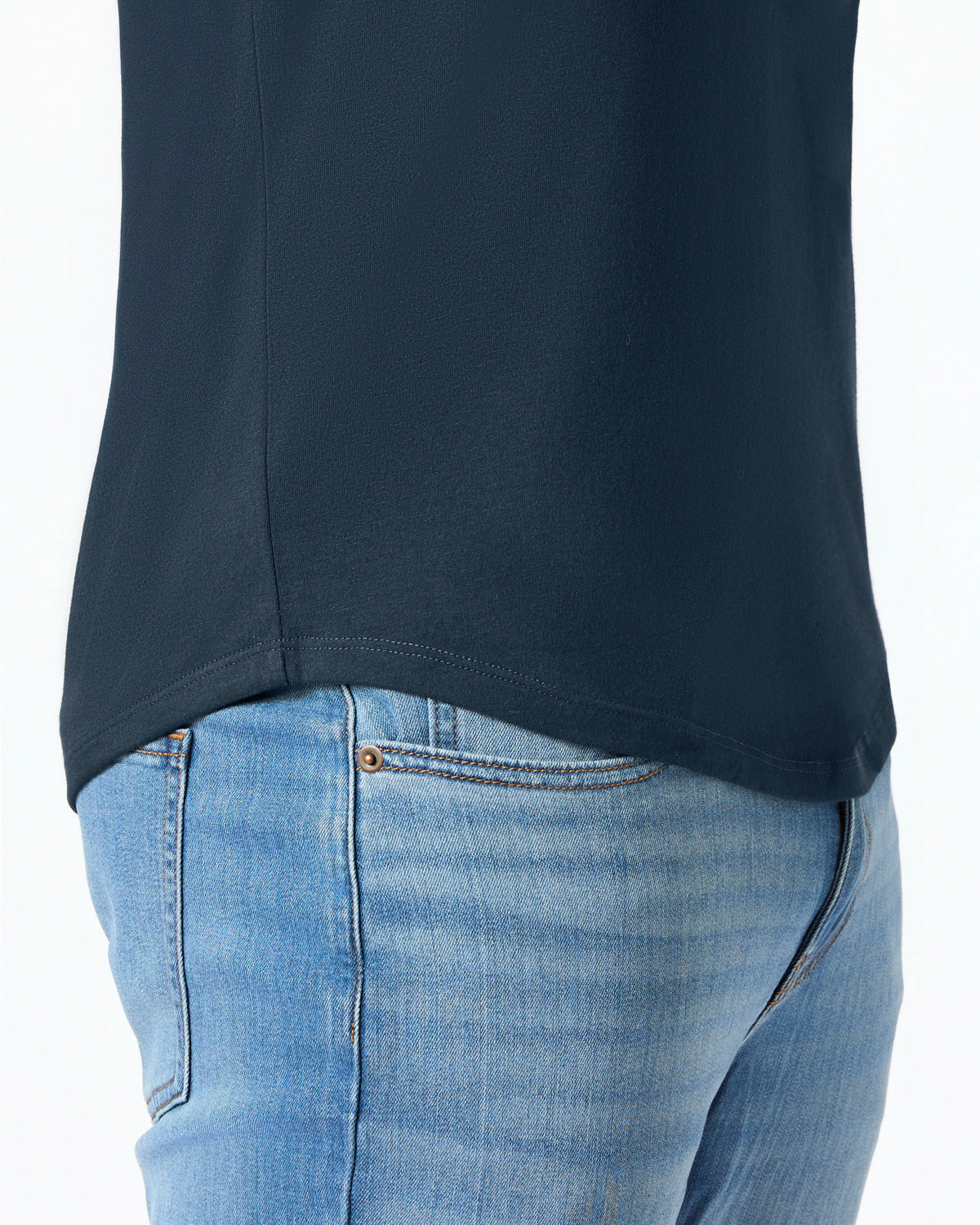 Navy Short Classic Curved Hem Crew