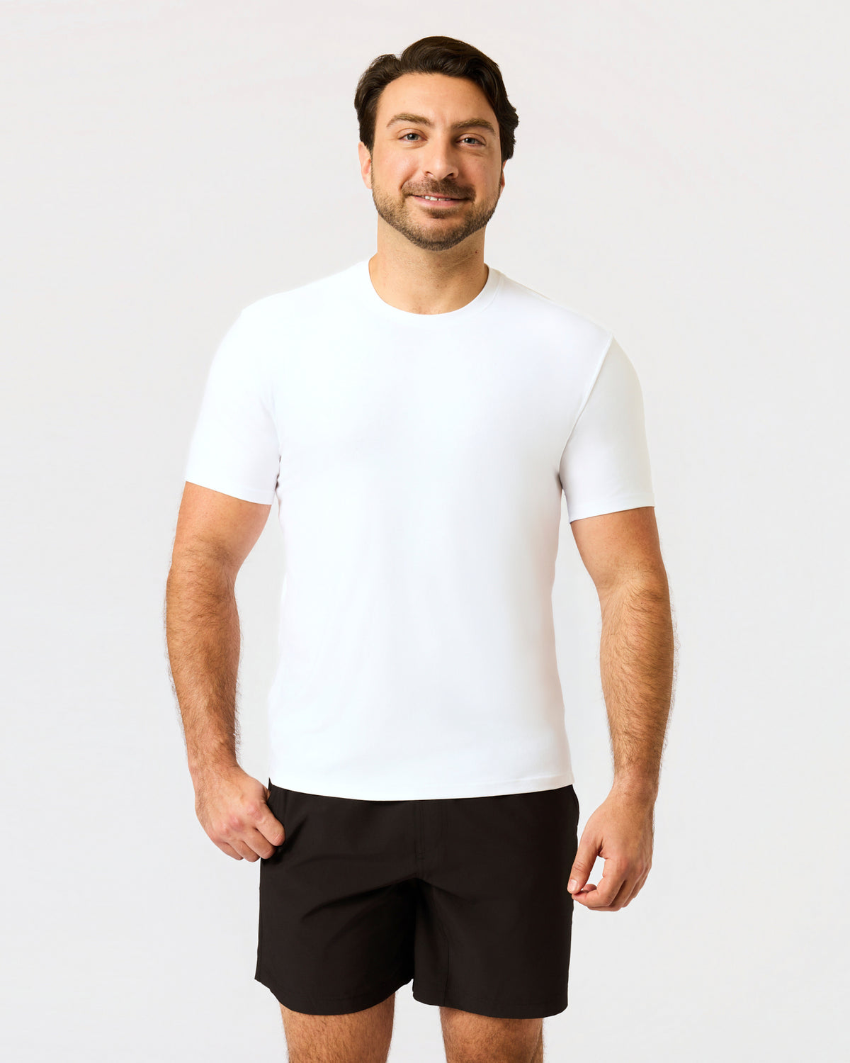 White Short Active Crew Neck