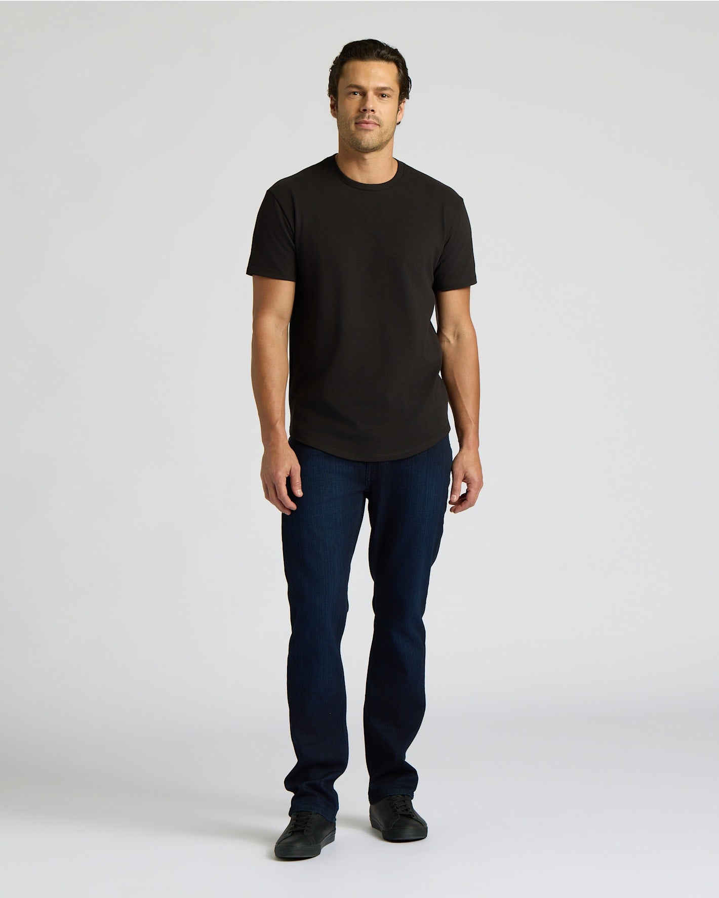 All Black Heavyweight Curved Hem Crew 3-Pack