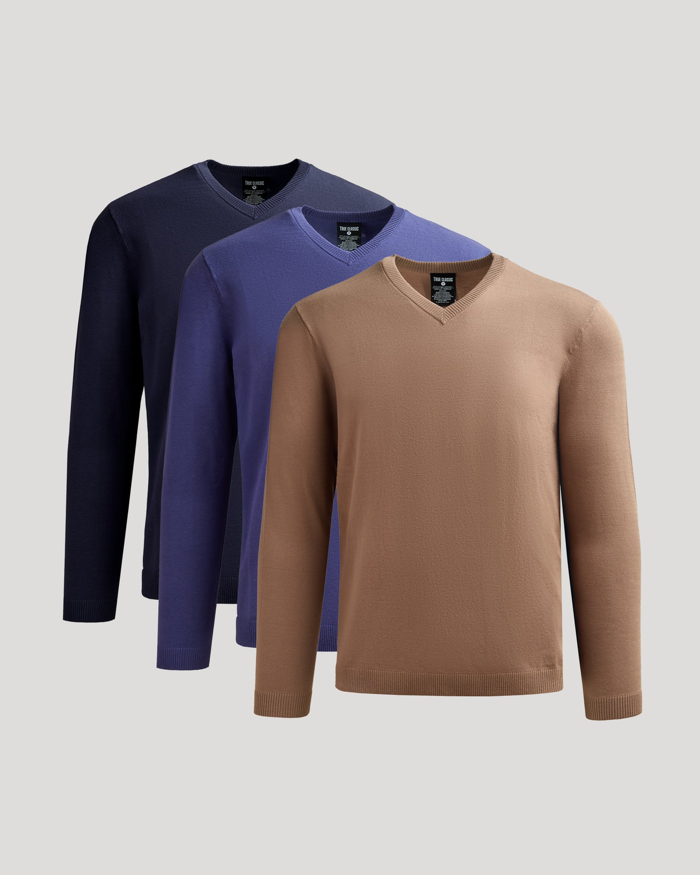 Timeless Dressy V-Neck Sweater 3-Pack neatly layered display.