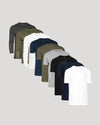 The Versatile Crew 9-Pack: ten crew-neck shirts, varied styles.